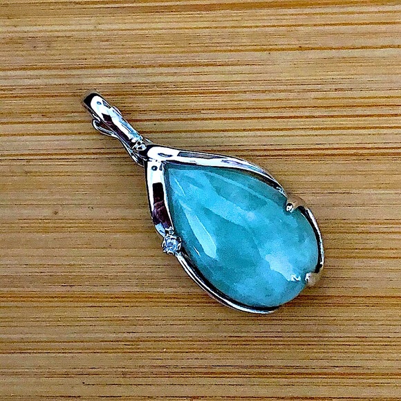 EA China Jewelry - $92  Designer Jade & Diamond Estate Pendant  Sterling  Marked EA 925 CHINA